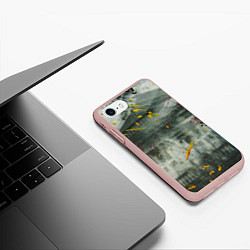Чехол iPhone 7/8 матовый Абстрактный силуэт дома и краски на поверхности, цвет: 3D-светло-розовый — фото 2