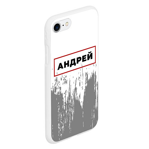 Чехол iPhone 7/8 матовый Андрей - в красной рамке на светлом / 3D-Белый – фото 2