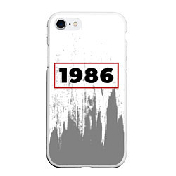 Чехол iPhone 7/8 матовый 1986 - в красной рамке на светлом, цвет: 3D-белый