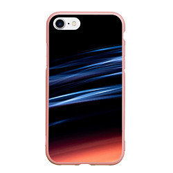 Чехол iPhone 7/8 матовый Синие и оранжевые линии во тьме, цвет: 3D-светло-розовый