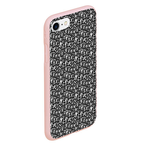 Чехол iPhone 7/8 матовый Человечки привидения / 3D-Светло-розовый – фото 2