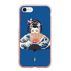Чехол iPhone 7/8 матовый Японская гейша с большим веером