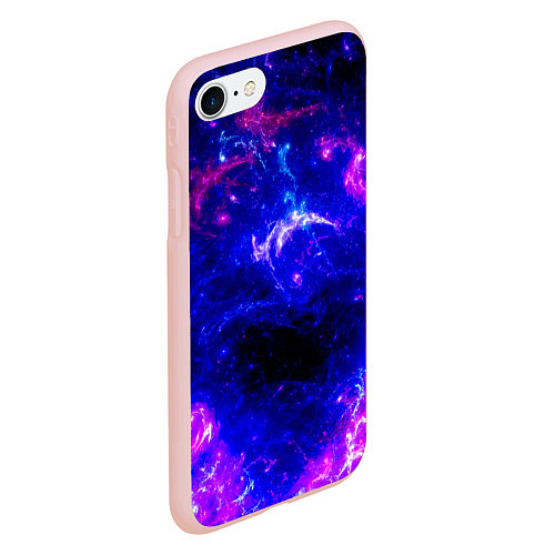 Чехол iPhone 7/8 матовый Неоновый космос со звездами / 3D-Светло-розовый – фото 2