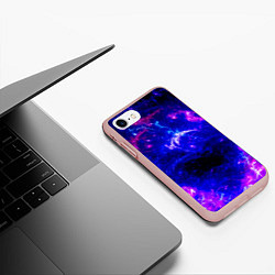 Чехол iPhone 7/8 матовый Неоновый космос со звездами, цвет: 3D-светло-розовый — фото 2