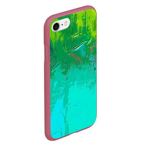 Чехол iPhone 7/8 матовый Абстрактные краски - текстура / 3D-Малиновый – фото 2