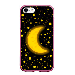 Чехол iPhone 7/8 матовый Полумесяц и звезды, цвет: 3D-малиновый