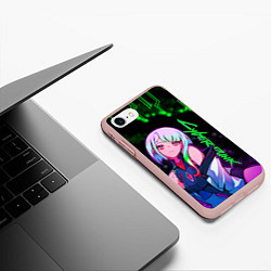 Чехол iPhone 7/8 матовый Люси из киберпанка - в неоне, цвет: 3D-светло-розовый — фото 2
