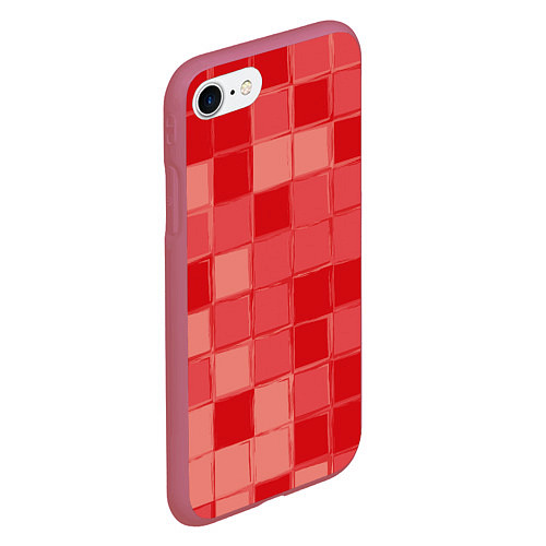 Чехол iPhone 7/8 матовый Красный паттерн из кубов / 3D-Малиновый – фото 2
