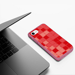 Чехол iPhone 7/8 матовый Красный паттерн из кубов, цвет: 3D-малиновый — фото 2