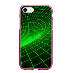 Чехол iPhone 7/8 матовый Зелёная неоновая чёрная дыра, цвет: 3D-малиновый