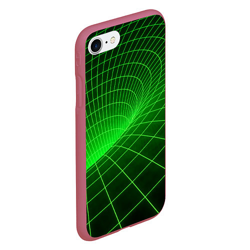 Чехол iPhone 7/8 матовый Зелёная неоновая чёрная дыра / 3D-Малиновый – фото 2