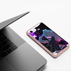 Чехол iPhone 7/8 матовый Люси из киберпанка - неон, цвет: 3D-светло-розовый — фото 2