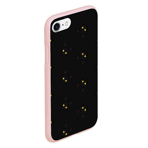 Чехол iPhone 7/8 матовый Эстетика Черный кот на темном фоне / 3D-Светло-розовый – фото 2