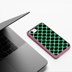 Чехол iPhone 7/8 матовый Зелёная неоновая сетка, цвет: 3D-малиновый — фото 2