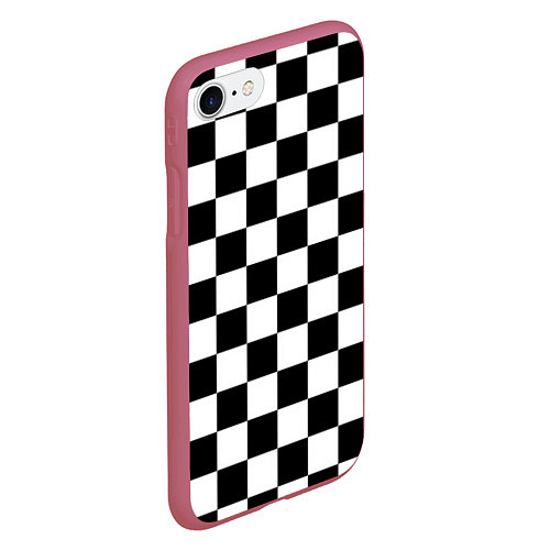 Чехол iPhone 7/8 матовый Шахматные клетки - текстура / 3D-Малиновый – фото 2