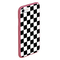 Чехол iPhone 7/8 матовый Шахматные клетки - текстура, цвет: 3D-малиновый — фото 2