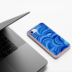 Чехол iPhone 7/8 матовый Дуговой шлейф - синий паттерн, цвет: 3D-светло-розовый — фото 2