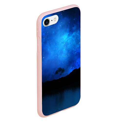 Чехол iPhone 7/8 матовый Звездное небо и одинокое дерево / 3D-Светло-розовый – фото 2