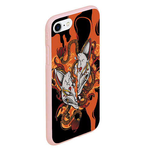 Чехол iPhone 7/8 матовый Огненная маска кицунэ / 3D-Светло-розовый – фото 2