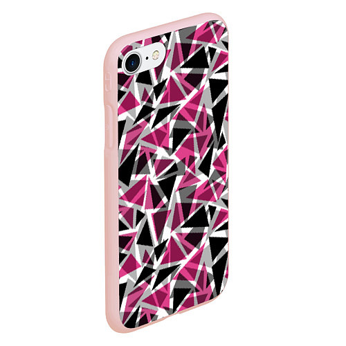 Чехол iPhone 7/8 матовый Геометрический абстрактный узор в вишнево серых и / 3D-Светло-розовый – фото 2
