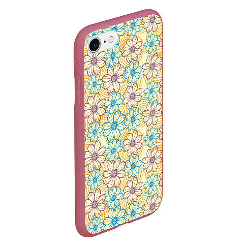 Чехол iPhone 7/8 матовый Цветы и спираль / 3D-Малиновый – фото 2