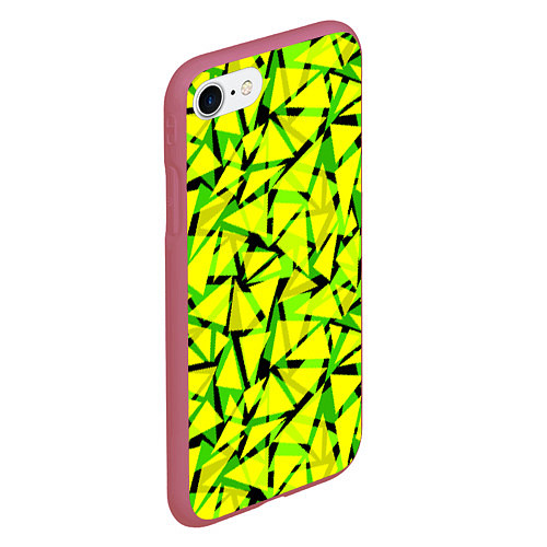 Чехол iPhone 7/8 матовый Желтый геометрический узор / 3D-Малиновый – фото 2