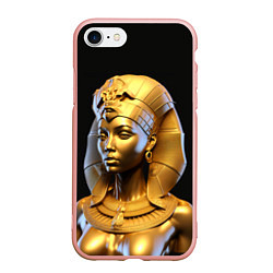 Чехол iPhone 7/8 матовый Нейросеть - золотая египетская богиня, цвет: 3D-светло-розовый