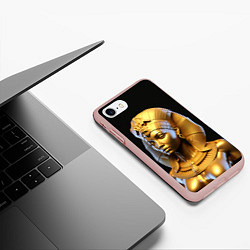 Чехол iPhone 7/8 матовый Нейросеть - золотая египетская богиня, цвет: 3D-светло-розовый — фото 2
