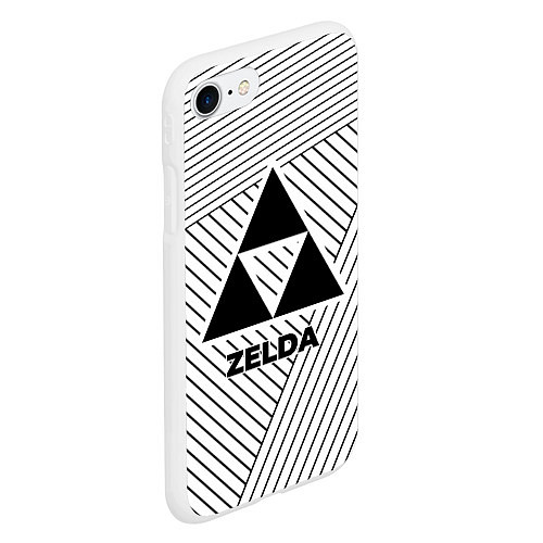 Чехол iPhone 7/8 матовый Символ Zelda на светлом фоне с полосами / 3D-Белый – фото 2