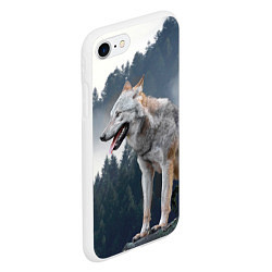 Чехол iPhone 7/8 матовый Волк на фоне леса, цвет: 3D-белый — фото 2