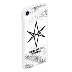 Чехол iPhone 7/8 матовый Bring Me the Horizon с потертостями на светлом фон, цвет: 3D-белый — фото 2