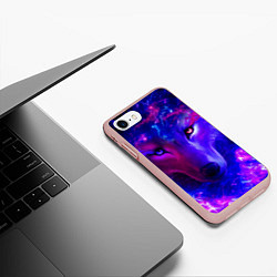 Чехол iPhone 7/8 матовый Волшебный звездный волк, цвет: 3D-светло-розовый — фото 2