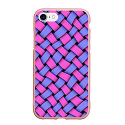 Чехол iPhone 7/8 матовый Фиолетово-сиреневая плетёнка - оптическая иллюзия