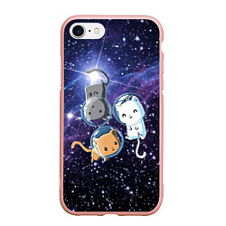 Чехол iPhone 7/8 матовый Три котика в открытом космосе