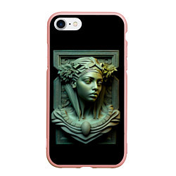 Чехол iPhone 7/8 матовый Нейросеть - барельеф античной девушки, цвет: 3D-светло-розовый