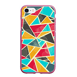 Чехол iPhone 7/8 матовый Хаос из геометрических фигур, цвет: 3D-малиновый
