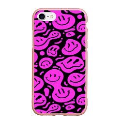 Чехол iPhone 7/8 матовый Кислотный розовый в смайликах