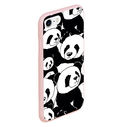 Чехол iPhone 7/8 матовый С пандами паттерн / 3D-Светло-розовый – фото 2