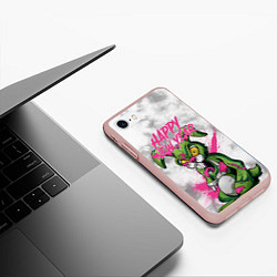 Чехол iPhone 7/8 матовый Zombie rabbit Happy new year, цвет: 3D-светло-розовый — фото 2