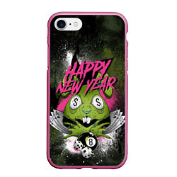 Чехол iPhone 7/8 матовый Geen rabbit happy new year, цвет: 3D-малиновый
