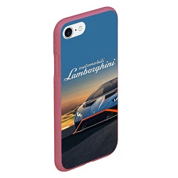 Чехол iPhone 7/8 матовый Lamborghini Huracan STO - car racing, цвет: 3D-малиновый — фото 2