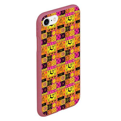 Чехол iPhone 7/8 матовый Colored patterned ornament / 3D-Малиновый – фото 2