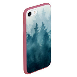 Чехол iPhone 7/8 матовый Лес градиент, цвет: 3D-малиновый — фото 2
