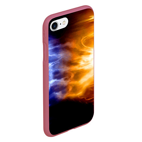Чехол iPhone 7/8 матовый Борьба двух стихий - лёд и пламя / 3D-Малиновый – фото 2