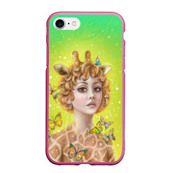 Чехол iPhone 7/8 матовый Фэнтези эльф жираф, цвет: 3D-малиновый