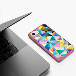 Чехол iPhone 7/8 матовый Полигональная текстура, цвет: 3D-малиновый — фото 2