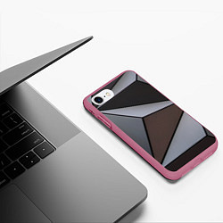 Чехол iPhone 7/8 матовый Металлическая геометрическая броня, цвет: 3D-малиновый — фото 2