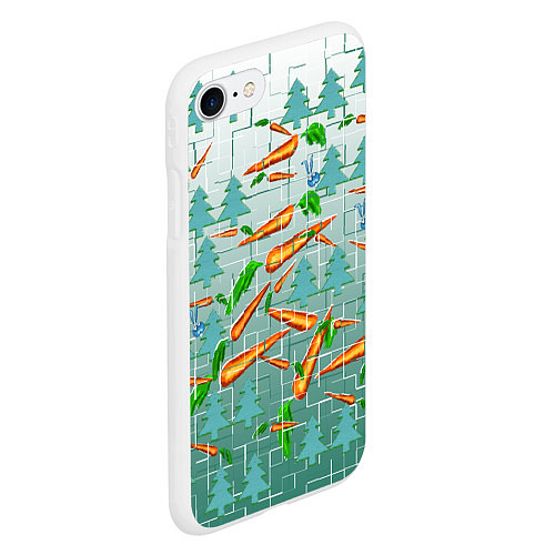 Чехол iPhone 7/8 матовый Морковка в зимнем лесу / 3D-Белый – фото 2