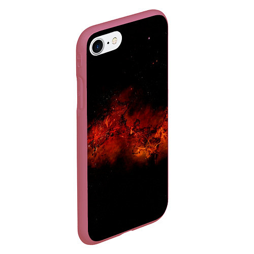 Чехол iPhone 7/8 матовый Абстрактные взрывы в космосе и красные звёзды / 3D-Малиновый – фото 2