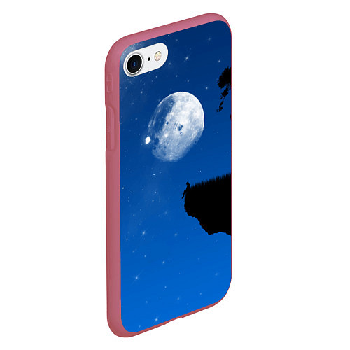 Чехол iPhone 7/8 матовый На краю пропасти под луной / 3D-Малиновый – фото 2
